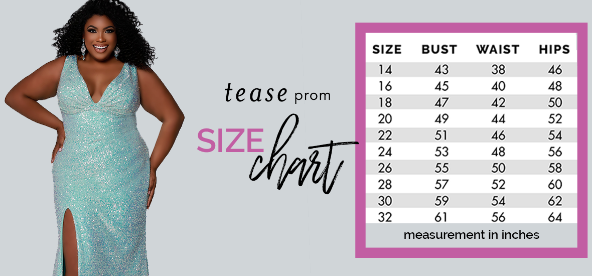 Size Chart | Tease Prom Dresses ☀ Long ...